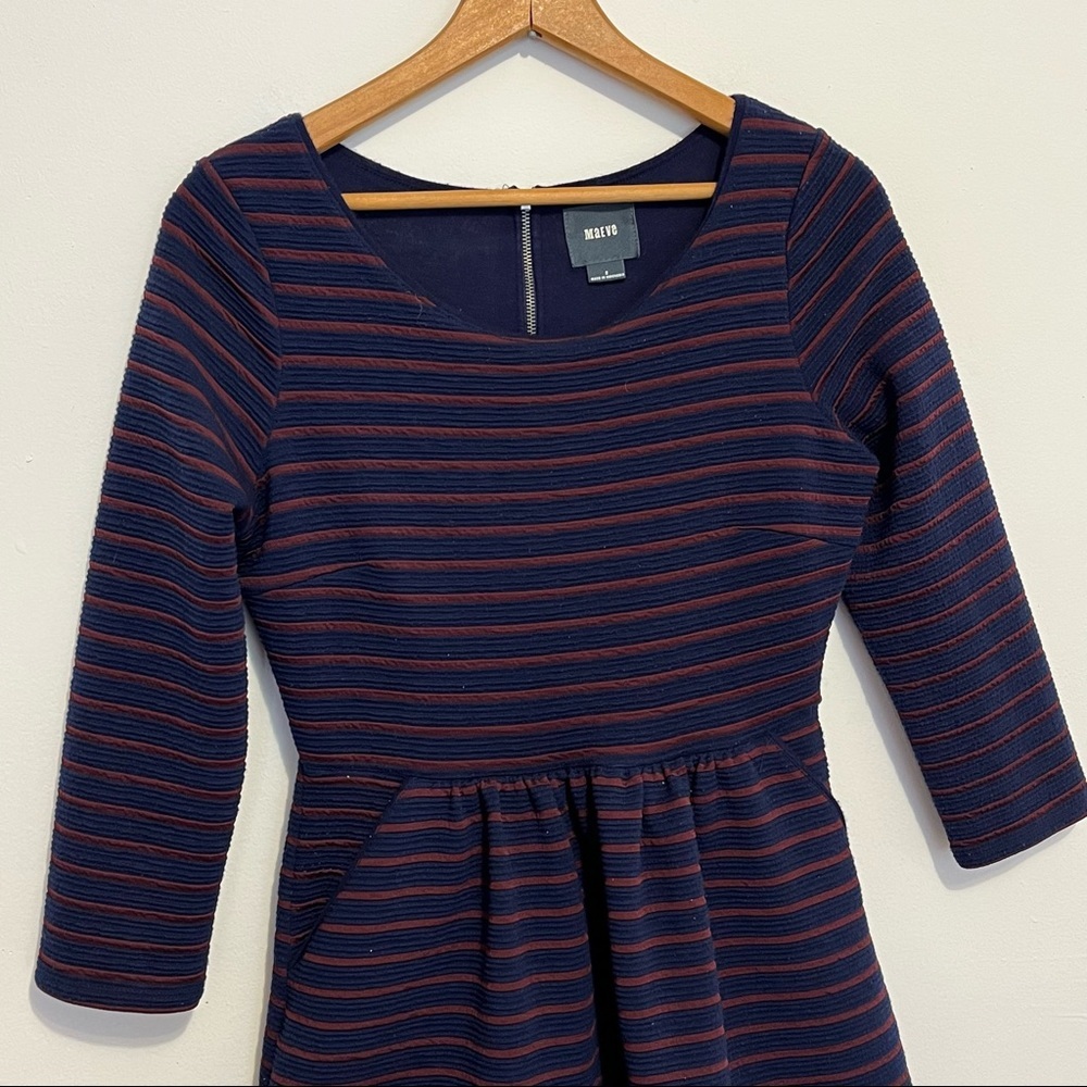 Anthropologie Maeve Brenna Stripe Fit and Flare Dress Womens Size 2 - Picture 3 of 10